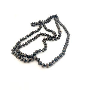 KH Studio Long Black Smoky Grey Faceted Bead Necklace